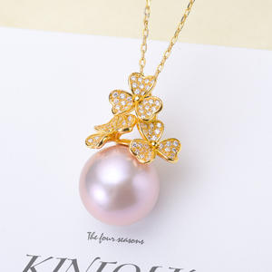 S925 <b>Silver</b> DIY Pearl Accessories Fashionable Gorgeous Necklace Pendant 12-16mm Beads Empty Stand 30372 Crystal Pendants <b>Charms</b> - Product Image 3