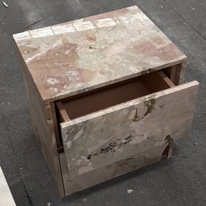 <span class=keywords><strong>Comodini</strong></span> di Lusso in Marmo Naturale, Design Moderno e Minimalista, Comodino in Pietra Rosa con 2 Cassetti per Camera da Letto - Product Image 3