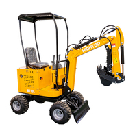Miniexcavadora de Ruedas HT-10L de 1 Tonelada de Venta Directa de Fábrica HIGHTOP, Excavadora Compacta con Ruedas, Máquina Hidráulica
