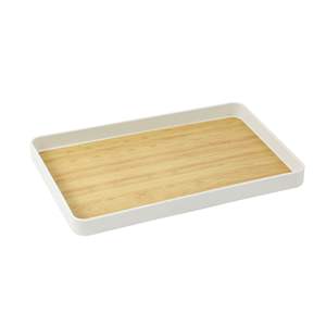 Plateau de service rectangulaire de style japonais, plateau à thé et café en bois grainé blanc cassé pour la maison, la cuisine, la salle à manger, design élégant - Product Image 3