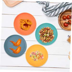 จานอาหารปลอดสาร BPA เป็นมิตรกับสิ่งแวดล้อม ใช้กับเครื่องล้างจานและไมโครเวฟได้ รูปทรงกลมสไตล์ Ins ชุดจานอาหารสำหรับใช้ในบ้าน - Product Image 4