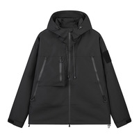 Veste d'extérieur en tissu polyester imperméable et coupe-vent à fermeture éclair sur mesure en gros pour hommes