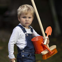 Esschert Original Design coloré 3 ages + FSC 100% Outils à main de jardin pour enfants Fourchette pelle râteau bêche pelle à poussière balai