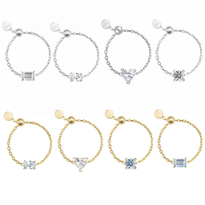 CANNER Nouvelle Bague Ajustable en Argent S925 avec Chaîne Goutte d'Eau, Cœur, Zircon Rond et Pierre Ovale Géométrique - Product Image 6