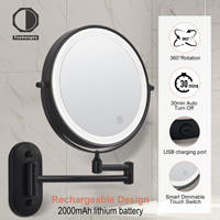 Miroir de rasage/cosmétique double face à LED, grossissement 1x 10x et lumières à intensité variable, écran tactile, miroir mural pour la douche
