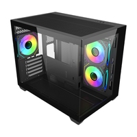 JNP produsen kaca antigores hitam RGB sumber daya listrik sistem pendingin air ARGB casing kipas game PC mikro ATX Menara menengah