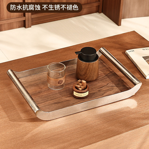 Plateaux de service nordiques de luxe, assiettes à fruits, gâteaux, dîner, thé, sushi, en métal, acier inoxydable, décoratifs pour la maison, plateaux de rangement en <span class=keywords><strong>bois</strong></span> - Product Image 3