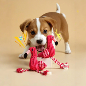 Dayanıklı Diş Kaşıyıcı Köpek Peluş Oyuncakları Flamingo Ses Çıkaran Pamuk Halatlı Evcil Hayvan Peluş Oyuncakları - Product Image 4