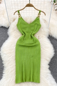 Robe d'été décontractée en tricot uni <span class=keywords><strong>sans</strong></span> <span class=keywords><strong>manches</strong></span> à col en V pour femmes, robe fourreau mi-longue taille haute, <span class=keywords><strong>robes</strong></span> élégantes pour femmes, vêtements pour femmes - Product Image 6