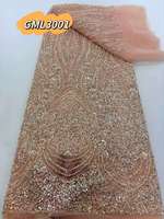 5 Yards de Tissu en Dentelle de Tulle de Luxe Français, Brodé de Perles et de Paillettes, Prix d'Usine, Idéal pour Robe de Mariée