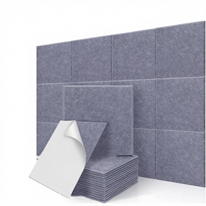 PET Felt Self-Adhesive Acoustic Wall <strong>Panels</strong> 30x30cm 12 Pcs Black Polyester <strong>Sound</strong> <strong>Proof</strong> Traditional Design for Bedroom Hotel - Product Image 4