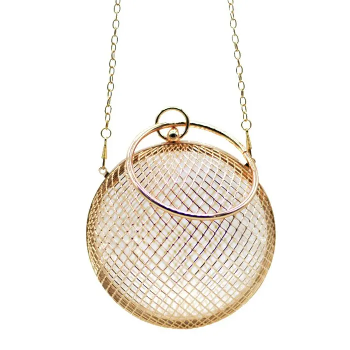 2022 New arrival gold hollow metal evening bag birds cage clutches