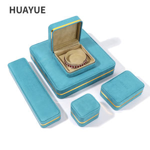 Ювелирные коробки Huayue с индивидуальным логотипом, роскошные, зеленые, из бархата, для браслетов, колье, колец и серег - Product Image 6