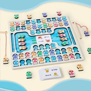 Jeu de pêche magnétique en bois pour enfants de 3 à 5 ans avec 2 cartes flash d'orthographe - Product Image 6