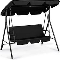 Fauteuil balançoire de patio 3 places, avec auvent extérieur réglable et coussin amovible pour patio, jardin, cour