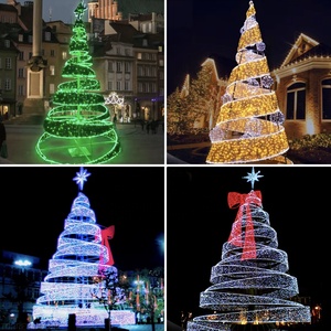 Grand arbre de Noël lumineux à structure métallique robuste, en forme de spirale, étanche pour l'extérieur, idéal pour la décoration des centres commerciaux et des rues en période de fêtes - Product Image 3