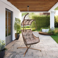 Chaise d'œuf d'extérieur balançoire avec support pour salon rotin moderne patio hamac lune balcon chaise de plafond suspendue