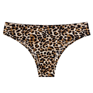 Nuevo diseño, tangas cómodas de seda helada para mujer, cintura baja, volantes, ribete, invisible, sin costuras, leopardo, todos los días, logotipo de punto fino - Product Image 1