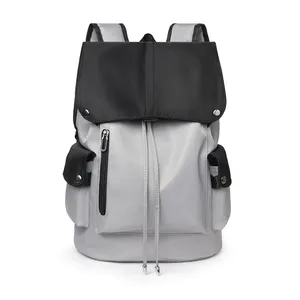 Fornecedores alta qualidade preto cinza nylon cordão mochila moda multifuncional pequena mochila ao ar livre para homens mulheres