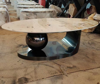 Table basse ovale en marbre noir pour hôtel, hall d'entrée, appartement - Fournisseur de meubles pour projets