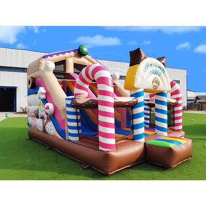 Grand toboggan gonflable rose pour aire de jeux, château gonflable à sauter, Candy Land, toboggan gonflable à double voie pour enfants - Product Image 5