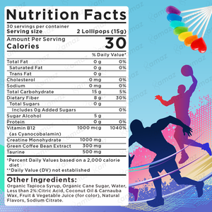 אמאז אימון טרום אימון-בניית שרירים קריאטין מונohydrate & ויטמין b12 לוליפים 15 גרם אנרגיה גבוהה 30 ס 2 למנה - Product Image 3