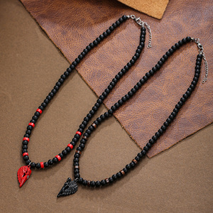Ensemble de collier de couple gothique-Pendentif d'amour perlé magnétique, chaîne noire unisexe, bijoux assortis gothiques pour elle et lui - Product Image 4