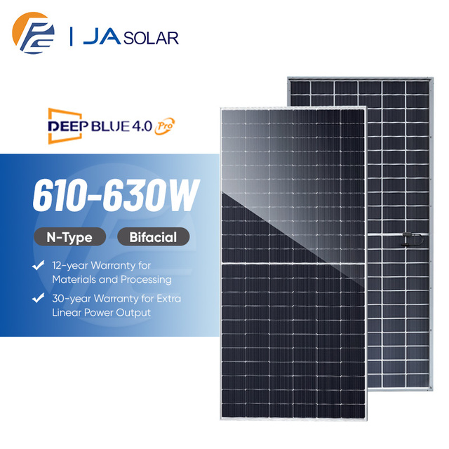 Ja Solar Panel N Type 600 Watt Topcon Solar Panels 610W 615W 620W 625W 630W Bificial Photovoltaic Panels For Large Power Plant