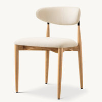 Chaise de salle à manger en bois massif de style minimaliste américain, chaise de bar en bois de style crème, chaise en tissu de style américain.