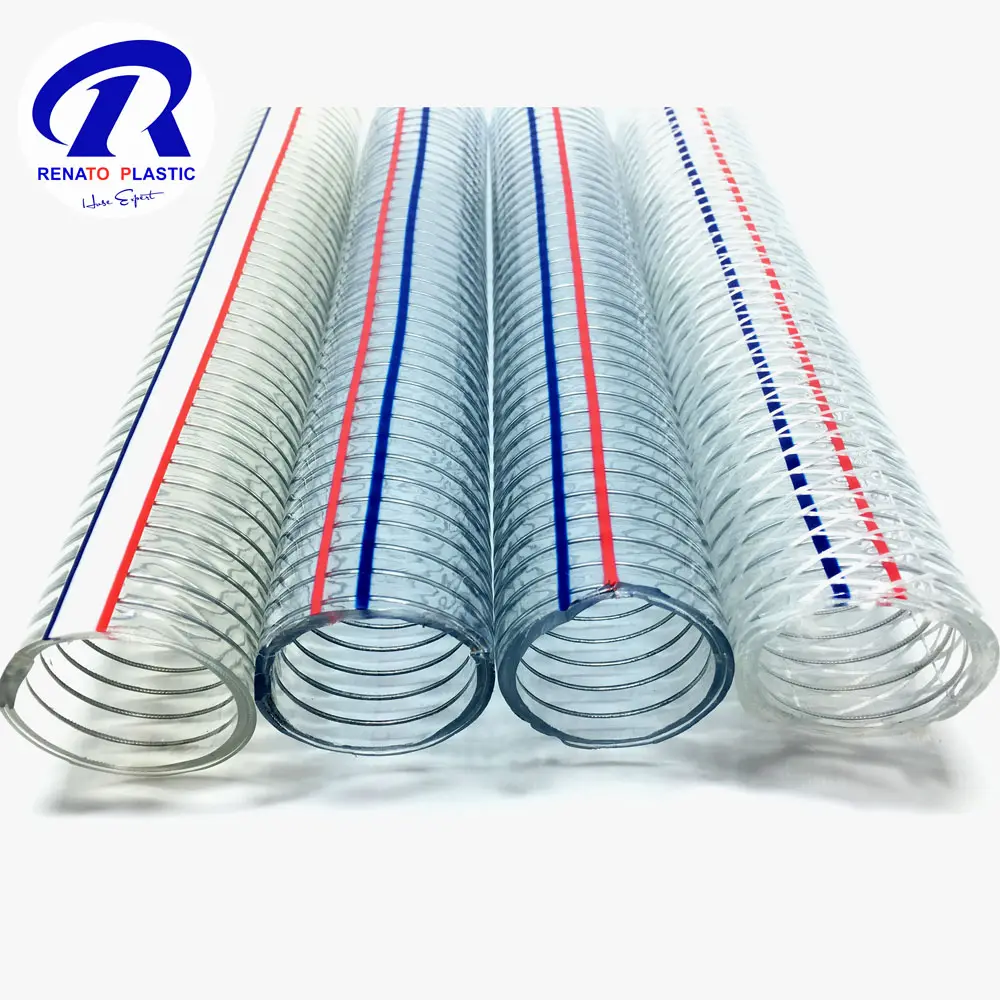 Manguera de alambre de acero de PVC transparente para tubos reforzados médicos flexibles de PVC