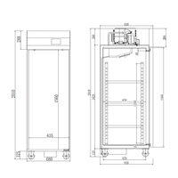Réfrigérateur commercial à porte simple, en acier inoxydable, compatible GN2/1, refroidissement par ventilateur, réfrigérateur HoReCa EUC-1D XINYA
