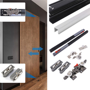 Kit de Herrajes para Puerta Corredera Invisible y Silenciosa, Sistema de Riel para Puerta Oculta de Aleación de Aluminio de Alta Resistencia - Product Image 2