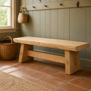 Comfortable Eco-Friendly Oak Hall <b>Bench</b> Garden Chair Saber <b>Legs</b>-Durable Waterproof Outdoor Furniture Restaurant Patio Use Solid - Product Image 3