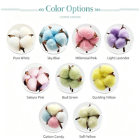 Bouquet de fleurs artificielles colorées à tige unique en coton, fleurs séchées et préservées, pour Noël, décoration de maison et de mariage, vente en gros