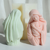 Cadeau de fête des mères 3D Vierge Marie Sculpture Bougie Silicone Moule Tenant Bébé Bougie Moule