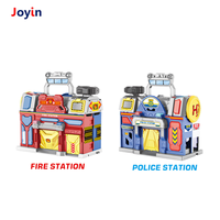 Set permainan kendaraan bertema api & polisi 2 dalam 1, mainan tempat parkir berbentuk tas tangan bermain peran dengan lampu mobil logam paduan, musik, telepon