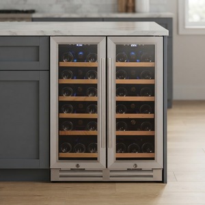 Réfrigérateur à vin double zone <span class=keywords><strong>encastrable</strong></span> JiuFu en acier inoxydable avec système <span class=keywords><strong>de</strong></span> refroidissement et double <span class=keywords><strong>porte</strong></span> - Product Image 2