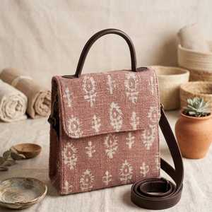 Sac bandoulière mini artisanal imprimé au bloc en tissu de coton tissé, vente en gros, fabricant indien, exportation - Product Image 2