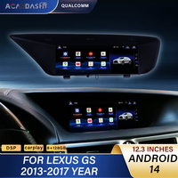ACARDASH Qualcomm Snapgradon 8 cœurs 12,3 pouces Android 14 1920*720 Écran de navigation Carplay pour Lexus GS 350 GS 300 2012-2017