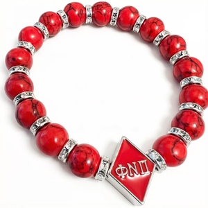 Braccialetto Elastico Personalizzabile con Perline e Lettera Greca Kappa, Moda Personalizzata per Fraternità - Product Image 3