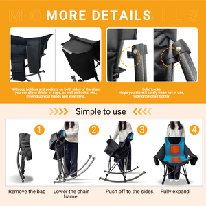 Deluxe thoải mái lười biếng Oxford vải nước nóng gấp thư giãn cắm trại <span class=keywords><strong>Rocking</strong></span> <span class=keywords><strong>Chair</strong></span> cho người lớn cho ngoài trời ăn uống công viên sử dụng - Product Image 2