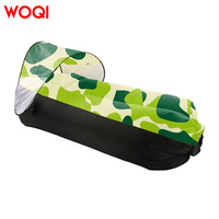 WOQI Chaise longue gonflable d'extérieur au design moderne Canapé paresseux pliable portable avec auvent en polyester pour le salon et la chambre à coucher