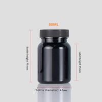 Flacon à pilules en PET noir, bouchon à vis rond, conteneur en plastique pour capsules, emballage pour médicaments