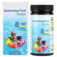 Bandelettes de test d'eau pour piscine et spa 8-en-1 multiparamètres, résultats rapides, 50/100 bandelettes pour spas W-8