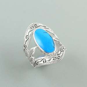 South West Big <b>Turquoise</b> Gemstone 925 Sterling Silver Jewelry <b>Ring</b> - Product Image 2