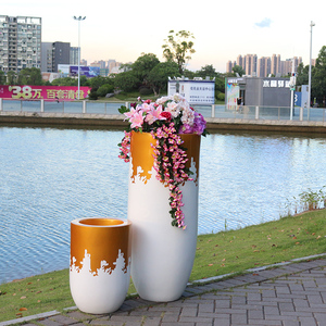 Maceta dorada única para flores, decoración de moda, diseño atractivo, centro comercial rosa para/<span class=keywords><strong>hotel</strong></span>/tienda/<span class=keywords><strong>casa</strong></span>, H014 - Product Image 2
