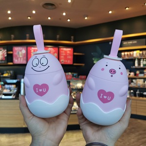 Kawaii Pink Pig Heart Glass Water Cup With Silicone Handle Portable Straight Drink <b>Mug</b> Custom Logo Student Advertising Gift Cup - Product Image 4