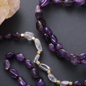 Collier pendentif en améthyste naturelle perlée et nouée, forme goutte d'eau, bijou de mode pour femme, cadeau - Product Image 4