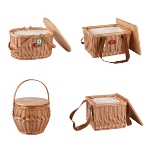 <span class=keywords><strong>Panier</strong></span> de pique-nique rond en osier et rotin, pour femme, ensemble de <span class=keywords><strong>panier</strong></span> cadeau, sac isotherme, poignée en bois, <span class=keywords><strong>avec</strong></span> <span class=keywords><strong>couvercle</strong></span>, pour pique-nique, table - Product Image 3