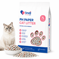 Litière pour chat 7L avec papier indicateur de pH, faible teneur en poussière, recyclée, litière pour chat à l'indicateur de pH urinaire, jetable aux toilettes, personnalisation possible